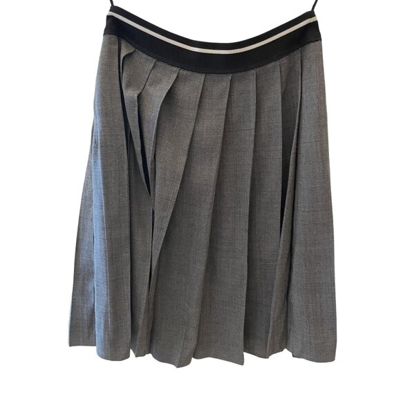 Miu Miu Womens Gray Pleated Mini Skirt With Elastic Waistband - Picture 2 of 16